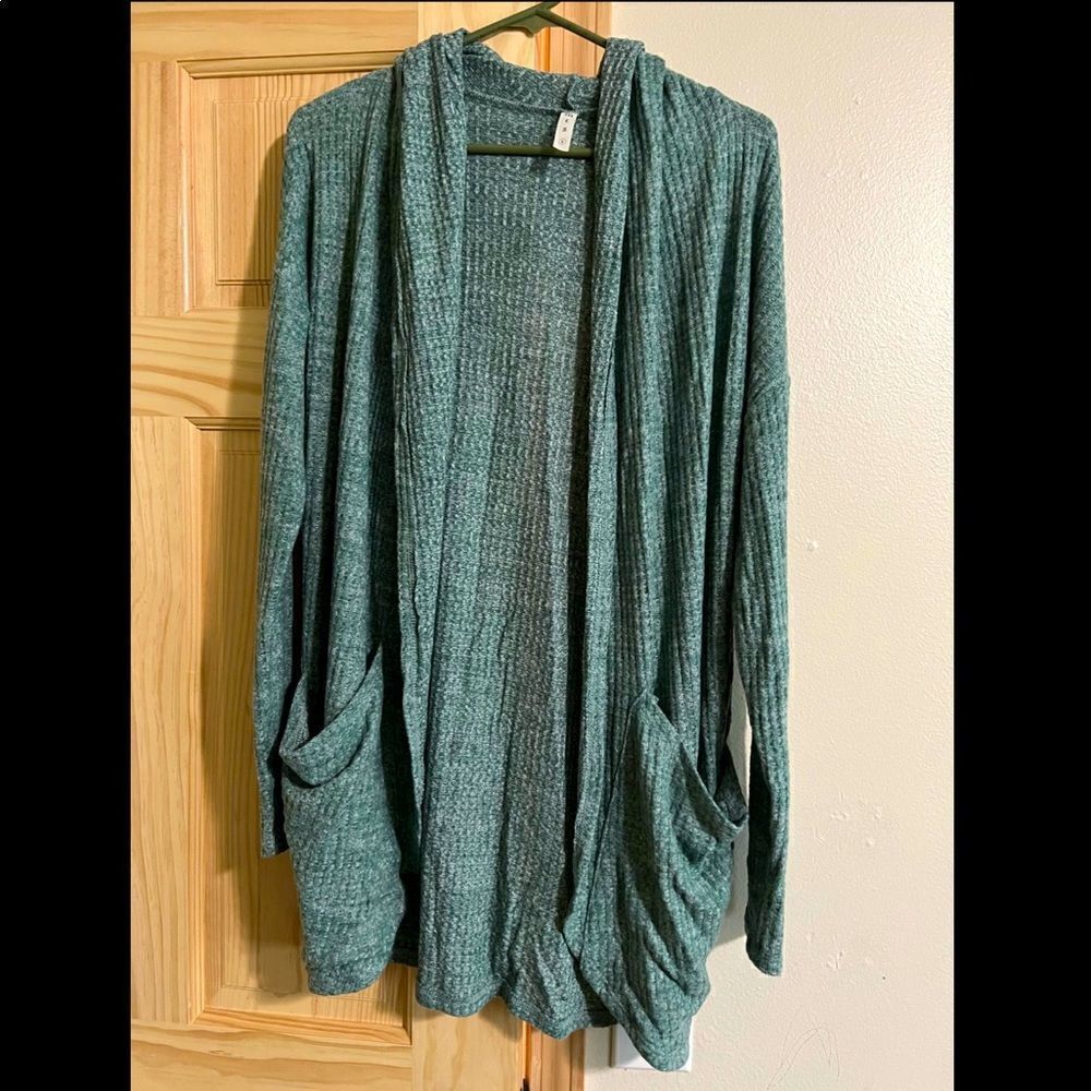 Sage Boyfriend fit hooded Cardigan